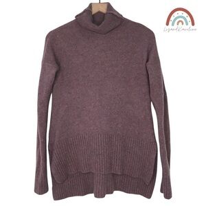 Lou & Grey Wool Funnel Mock Neck Turtleneck Step Hem Purple Mauve Sweater